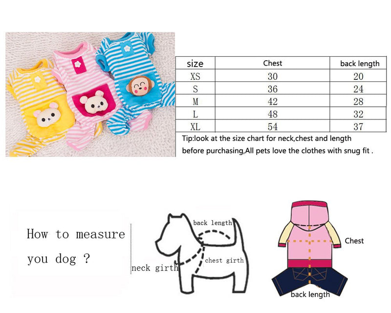 [Australia] - S-Lifeeling Puppy Clothes Dog Coat Jumpsuit Comfy Dog Pajamas Dog Shirt Stripes Pet Dog Clothes XS pink 