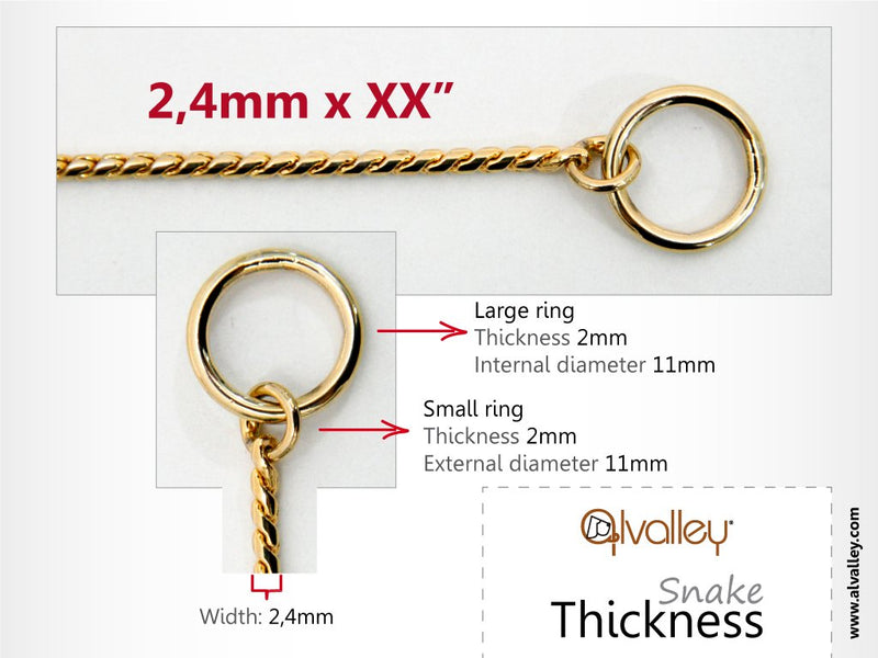 [Australia] - Alvalley Snake Dog Show Collar Thickness 2,4 mm x 20 in Gold Plate 