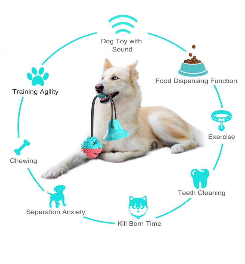 YUEMING Suction Cup Dog Toy,Dog Tug Rope Chew Ball Toy,Multifunction Pet Molar Interactive Toys, Food Dispenser Teeth Cleaner, for Molar, Teeth Cleaning, Play - PawsPlanet Australia