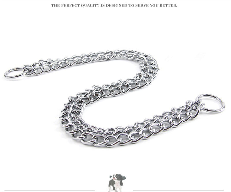 [Australia] - JWPC Dog Chain Collar Pet Iron Metal Double Chain Row Neck Leash Gear Choke Chain Walking Training for Small Medium Large Dogs 24"(60cm) 