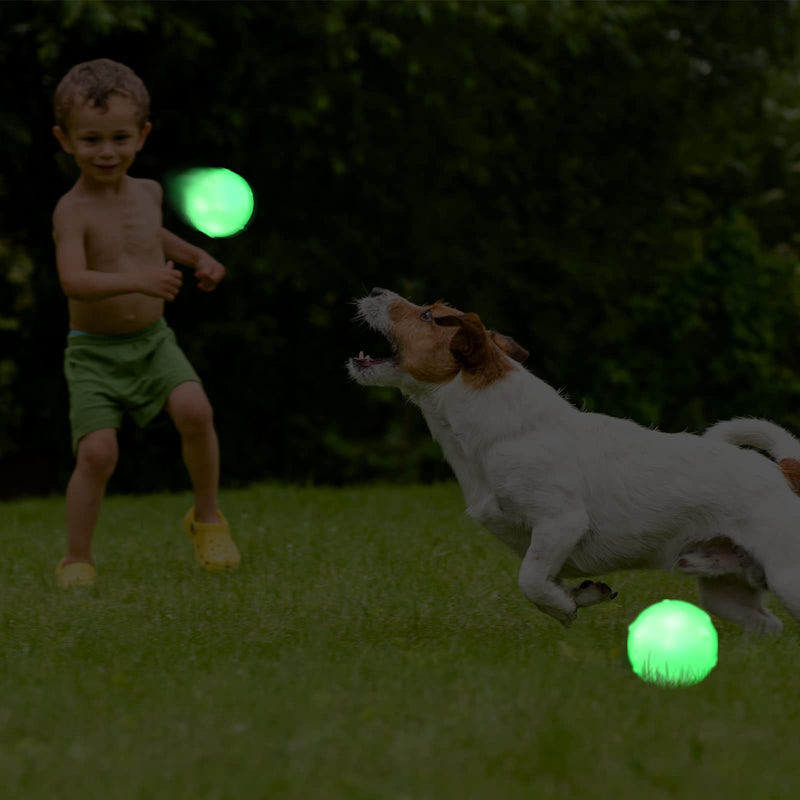 4 Pieces Light Up Balls for Dog Glow in The Dark Pet Rubber Dog Fetch Elastic Toy Balls with a 21 LED UV Flashlight for Pets Dogs Cats Chewing Teeth Cleaning, 2 Inch - PawsPlanet Australia