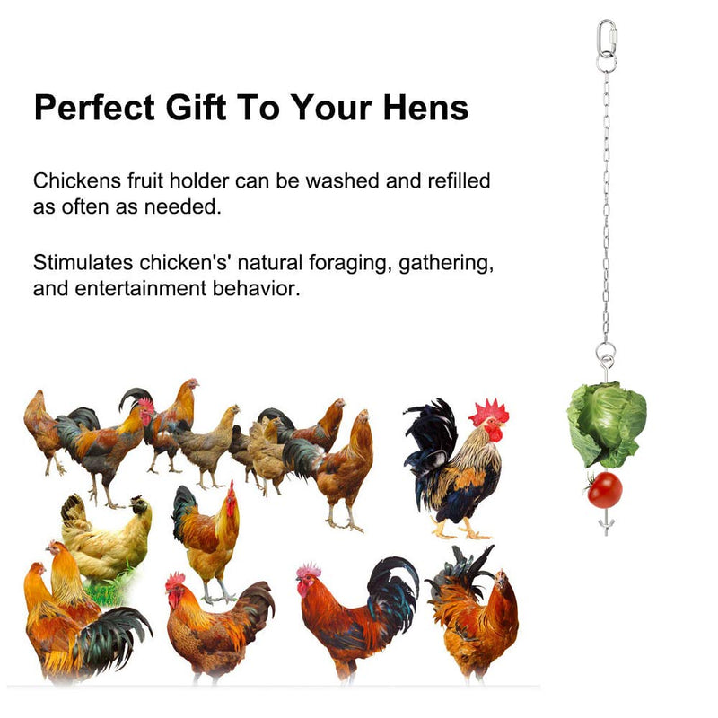 Chicken Veggies Skewer Fruit Food Holder Chicken Toys for Hens, 3 Pcs Pet Chicken Vegetable Hanging Feeder Toy, Stainless Steel Foraging Toy for Hens Large Birds Treat Skewer - PawsPlanet Australia