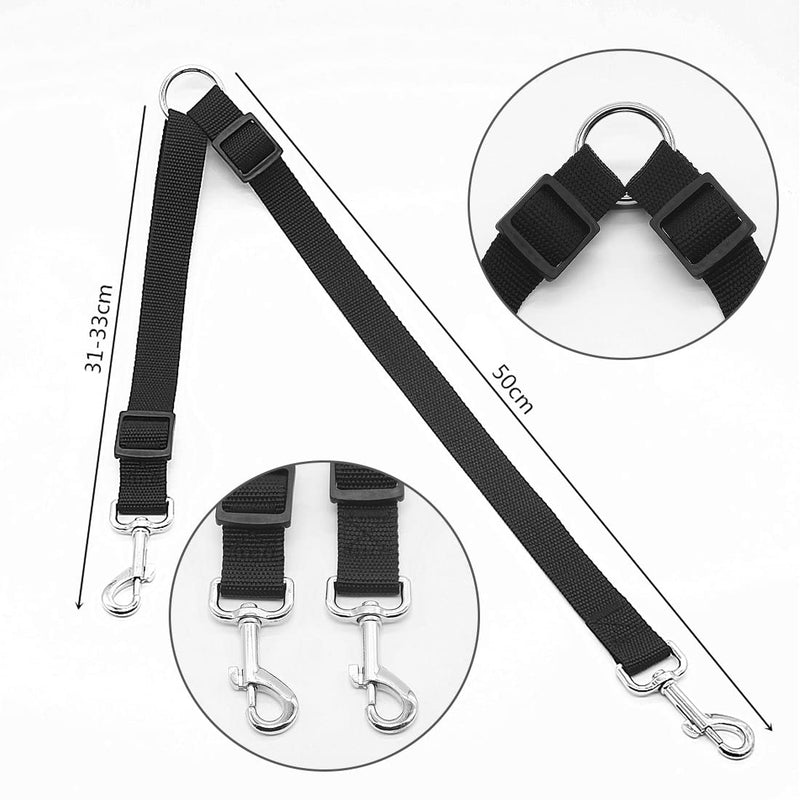 LEEQ Double Leash for 2 Dogs - Adjustable Double Pet Trainer Leash No Tangle Double Dog Double Leash Walking Trainer Leash for Two Dogs (Black) - PawsPlanet Australia
