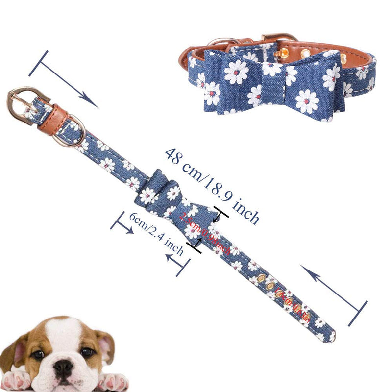 LZYMSZ Dog Collar Adjustable & Durable Bow Pet Collar,3 Pack(Bow Collar&Scarf Collars&Leash) Anti-Twist Dog Leash Set for Small Medium Large Puppy,Perfect for Daily Walking Training Running (Flower) Floral - PawsPlanet Australia
