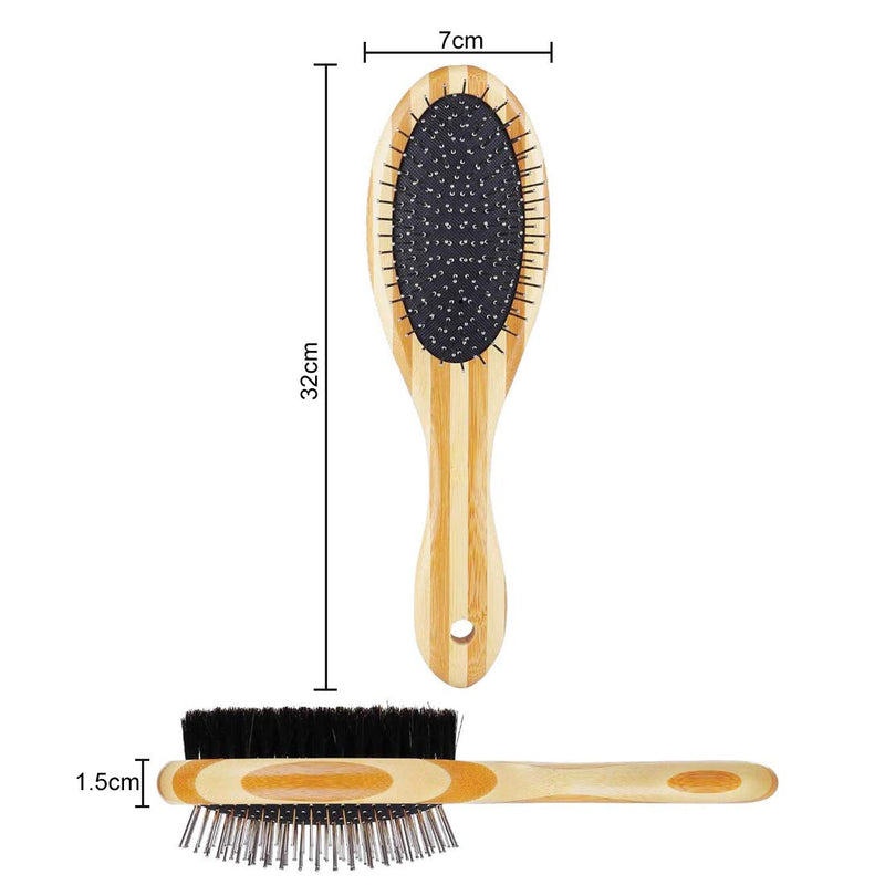 Double Sided Pet Grooming Brush Grooming Brush for Dog & Cat, 2 in 1 Dog Pin Brush and Bristle Soft Brush,Dogs Comb and Brush for Cleaning Loose Fur , Msuitable for Long and Short-haired Dogs or Cats - PawsPlanet Australia