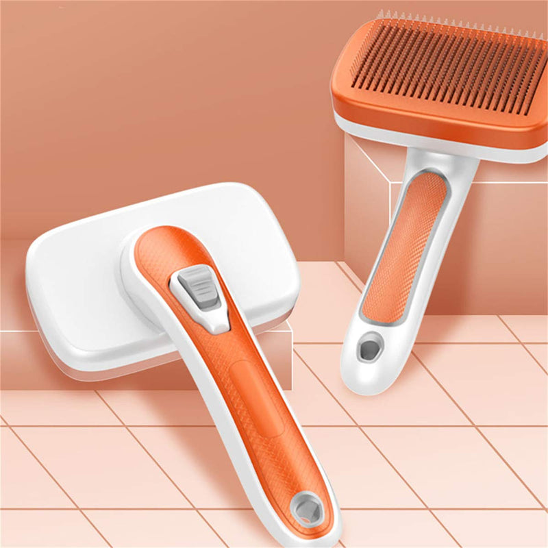 Inbell Retractable Brush, One-Button Dehairing Comb, Hair Removal Comb, Pet Brush, Automatic Depilation Comb, Sticking Needle Comb Orange - PawsPlanet Australia