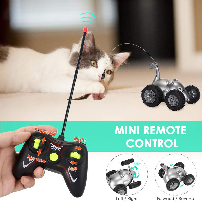 [Australia] - SlowTon Remote Cat Feather Toy, Mouse Shape Interactive Moving Automatic Robotic Rat Sound Chaser Prank Car for Kitten | Stimulate Cat Hunting Instincts | Funny Gifts for Pet (No Battery Included) 