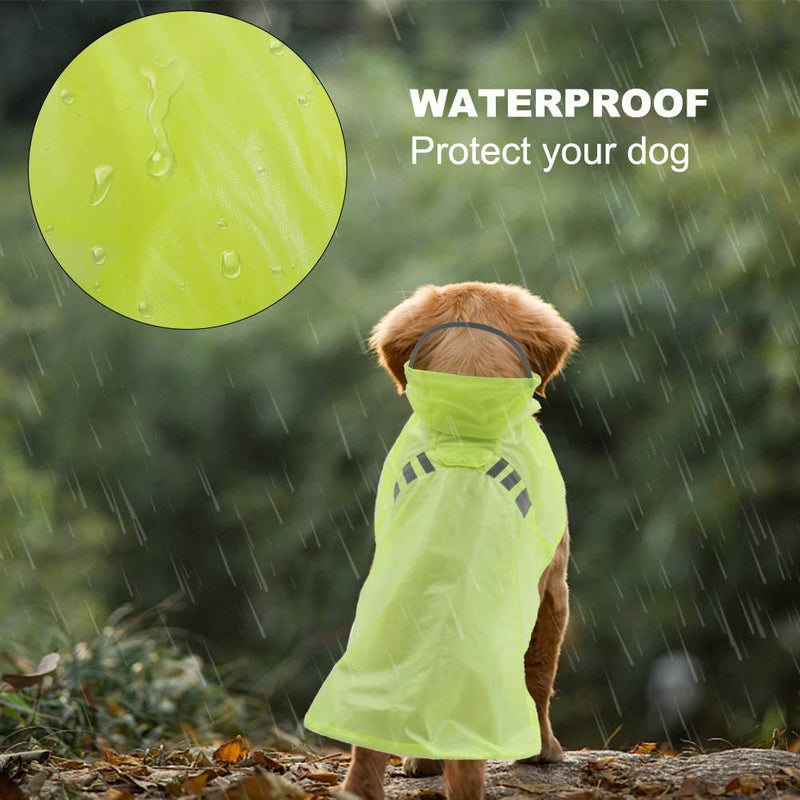 [Australia] - BINGPET Dog Raincoat for Small to Large Dogs - Waterproof Pet Rain Jacket with Hood ¨C Reflective/Lightweight Rain Poncho Yellow M 