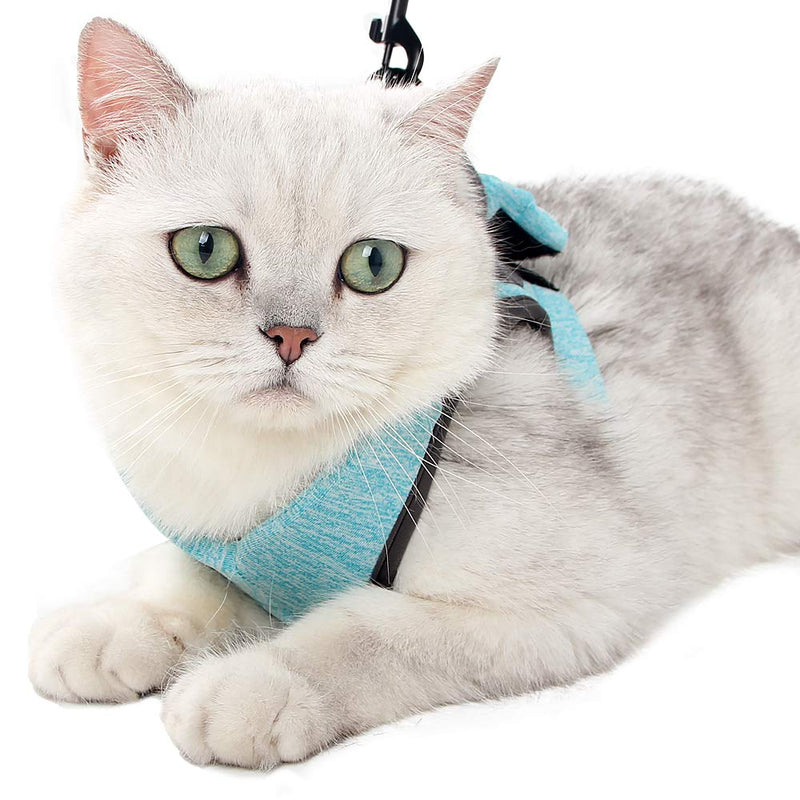 [Australia] - Cat Harness Leash Straps Soft and Comfortable Cat Walking Jacket with Running Cushioning and Anti-Escape for Puppies with Cationic Fabric S Ai Green 