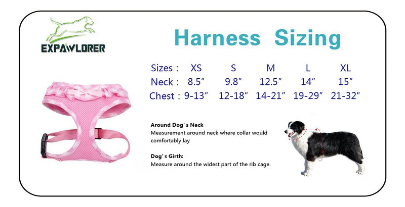 [Australia] - EXPAWLORER Checkered Frills Fashion Puppy Harness for Pets Dog & Cat XS Pink 