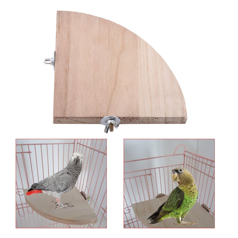 Fdit Platform Wood Bird Cage Perch Stand Fan Shape Parrot Hamster Small Animal Pet Budgie Toy(13 * 13Cm/5 * 5Inch) - PawsPlanet Australia