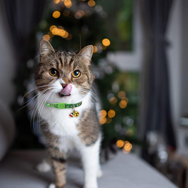 [Australia] - KOOLTAIL Cat Collar with Pendant 3 Packs - Christmas Pet Collars Glow in The Dark Golden Bell Patterns for Cats Small Dog 