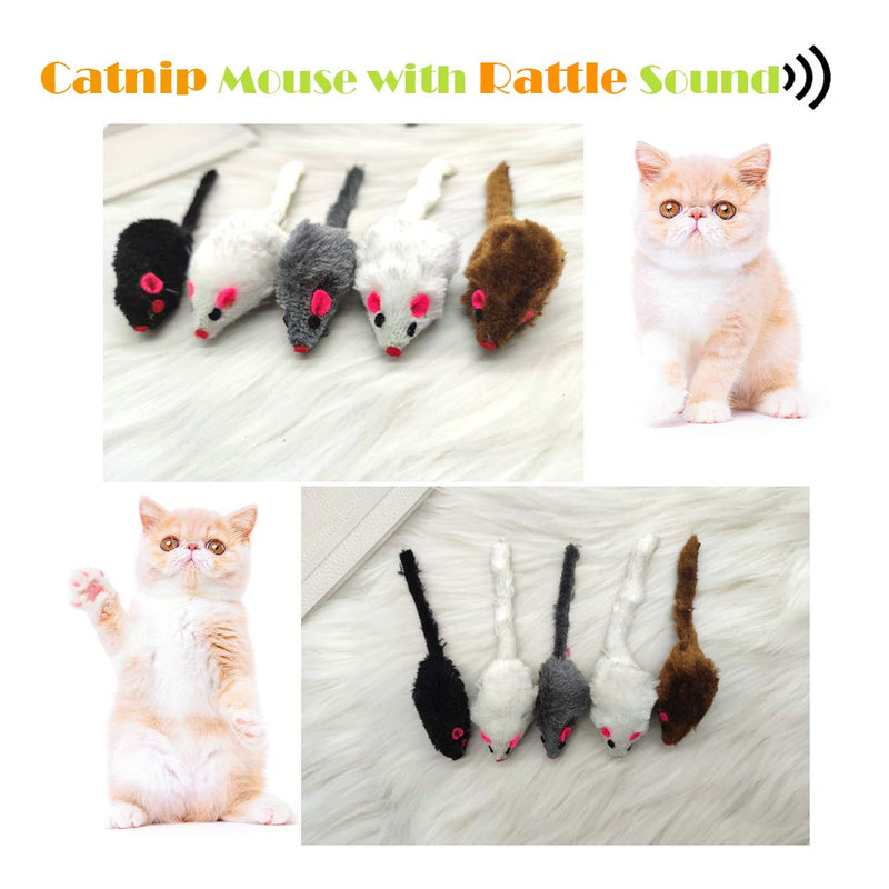 15PCS Mice Cat Toy,Cat Toys Catnip Mice,Pet Toys for Cats Mouse,Play Mouse for Cats,Furry Pet Toys,Rattle Mice for Cat,Cat Toy Set Perfect for Cat Kitten (A) A - PawsPlanet Australia