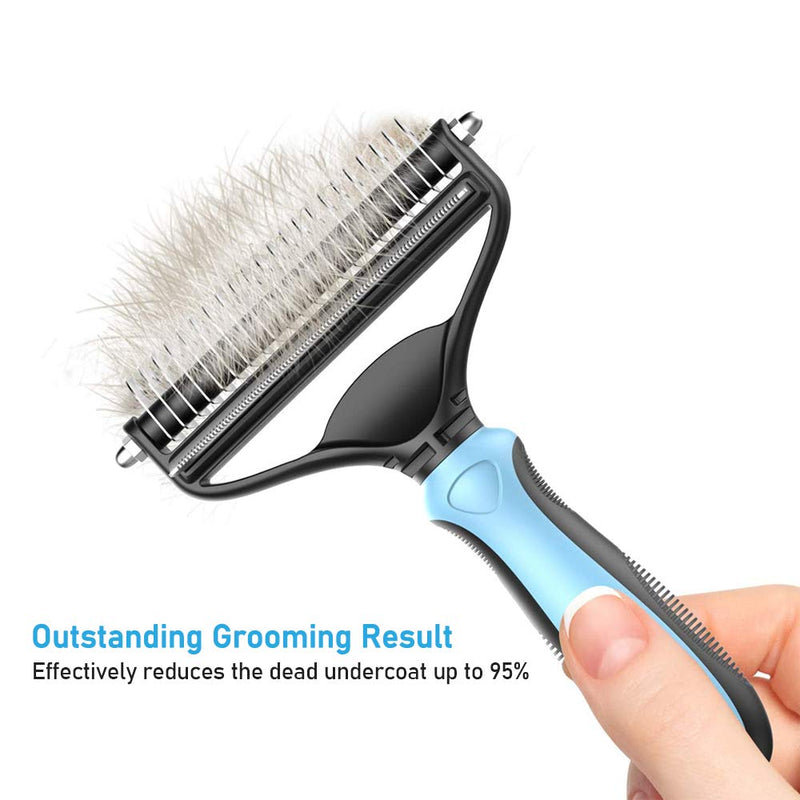XLENTGEN Professional Deshedding Tool, 2 in 1 Dual Head De-matting Comb - Pet Grooming Brush for Long/Medium/Short Hair Dogs & Cats De-shedding, Removing Loose Undercoat & Tangles - PawsPlanet Australia