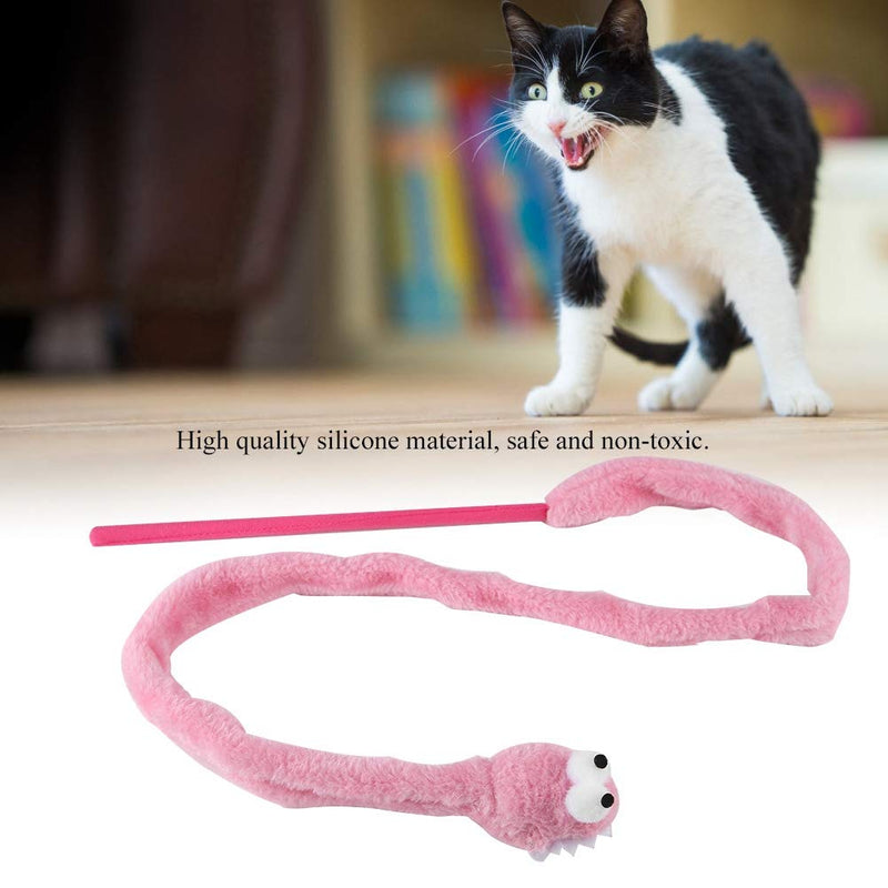 [Australia] - Pssopp Cat Teaser Toy, 3 Color Cartoon Snake Shape Cat Teaser Wand Toy Interactive Reusable Plush Catnip Cat Toys Funny Cat Kitten Pet Playing Toy Pink 