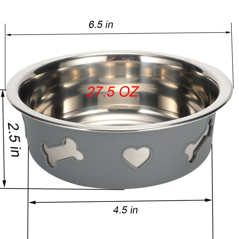 DOG BOWL 27.5 OZ Stainless Steel Food & Water Bowls Cat Bowls (M) - PawsPlanet Australia