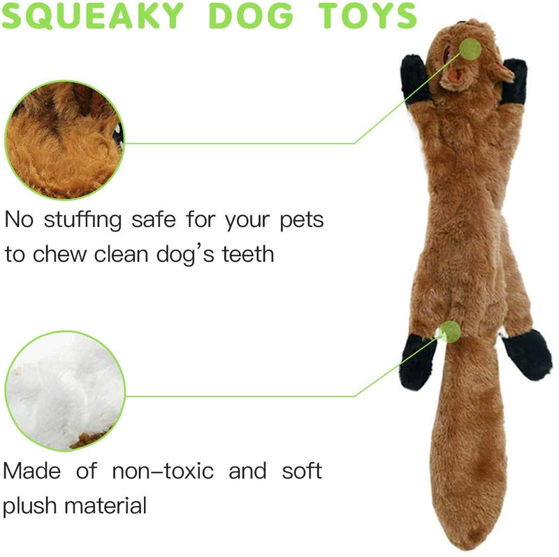 LONGCHAO 2 Pack Squeaky Dog Toys Indestructible for Puppy, Squirrel Raccoon No Stuffing Plush Dog Toys, Interactive Stuffingless Dog Chew Toys with 2 Squeakers Durable Non-Toxic for Small Medium Dogs Raccoon&Squirrel - PawsPlanet Australia