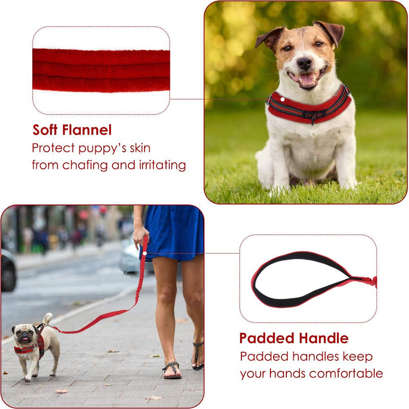 [Australia] - Slowton No Pull Small Dog Harness and Leash, Front Lead Walk Vest Harness Soft Padded Reflective Adjustable Puppy Harness Anti-Twist 4FT Pet Lead Quick Fit for Small Dog Cat Animal XX-Small Red 