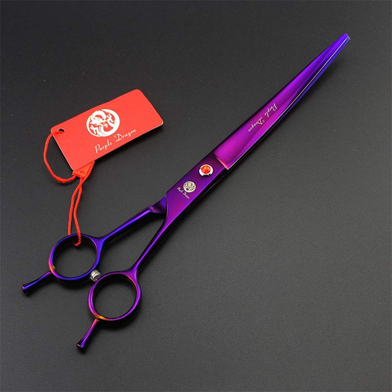 [Australia] - Purple Dragon 8.0" Titanium Multicolor Professional Pet Grooming Scissors Set,Straight & Thinning & Curved Scissors Shear with Bag for Dog Cat Grooming Purple 