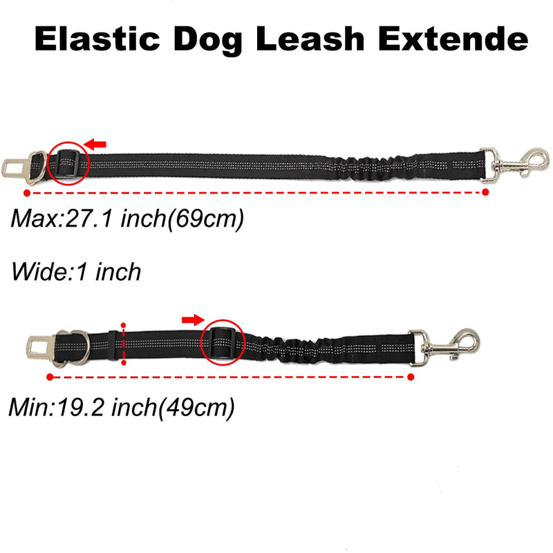 Mycicy Bungee Dog Leash Extension Attachment, 19"-27" Adjustable Shock Absorbing Lead Extender Reflective Leash for The Car Black - PawsPlanet Australia