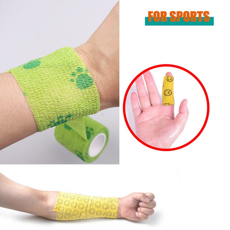 3 PCS Pet Vet Wrap, Self-Adhesive Pet Elastic Bandage Injury Wrap Tape with Dog Paw Pattern for Wrist, Ankle Sprains Swelling - PawsPlanet Australia