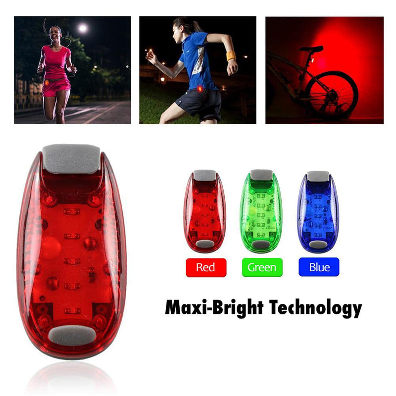 LED Clip on Safety Lights (3 Pack) | Ultra Bright Flashing For Running Jogging Dog Walking and Hiking, RED BLUE GREEN - PawsPlanet Australia