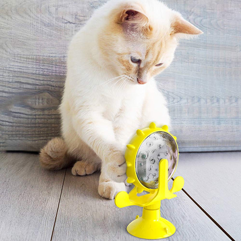 CMOISO Windmill cat toy, Cat Slow Feeder Toy Non-Toxic, Bite-Resistant, Creative Windmill-Shaped Pet Slow Food Device with Suction Cups, Improving IQ Toys (Green) Green - PawsPlanet Australia