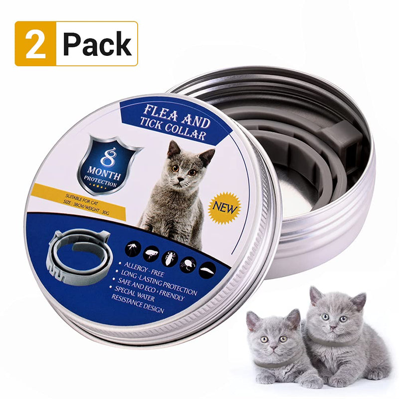 BUDOCI Pet Flea Collar Small Size Flea and Tick Prevention for Cats, 2 Pack Flea and Tick Collar for Cats, 38cm/15 inch, 8 Month Protection - PawsPlanet Australia