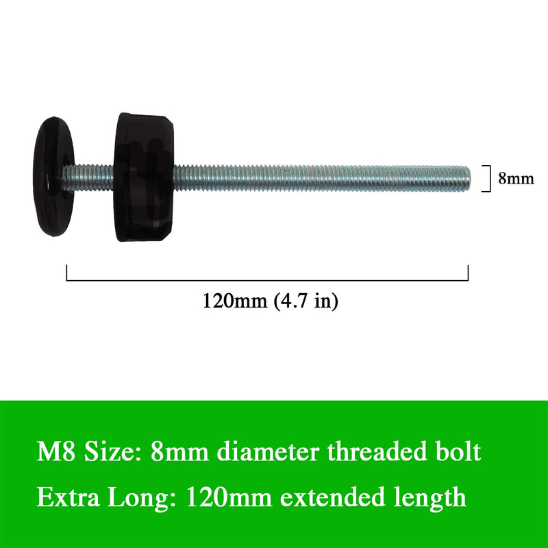 [Australia] - Baby Gate Guru Extra Long M8 (8mm) Spindle Rods for Pressure Mounted Baby and Pet Safety Gates 4 Pack Replacement Set (8mm, Black) M8 (8mm) 