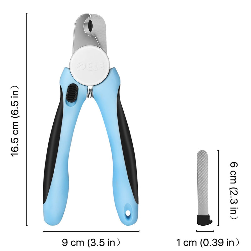 Flexzion Dog Nail Clipper - Pet Cat Toe Claw Trimmer Scissor Grooming Tool With Stainless Steel Blades File Easy Grip Handle Safety Guard To Avoid Overcutting For Small Medium Large Breed Puppy 1 Blu Blue - PawsPlanet Australia