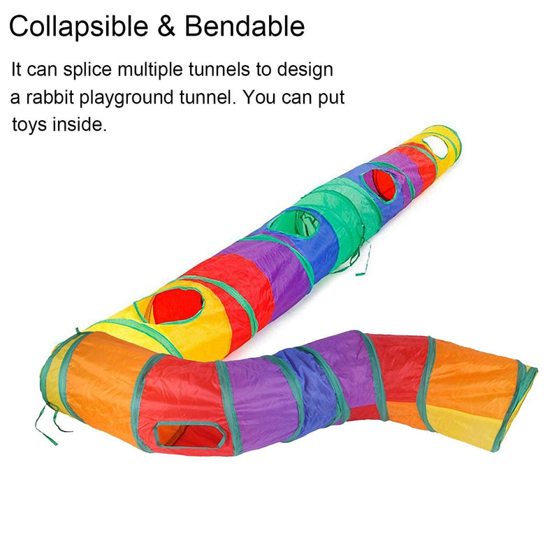 HERCOCCI Bunny Tunnel, Collapsible & Play Rabbit Hideout Tunnel Tubes with 4 Pack of Grass Ball Hideaway Small Animal Activity Chew Toys for Hamster Chinchilla Guinea Pig Gerbil Ferret 47 x 10 in - PawsPlanet Australia