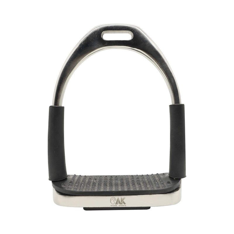 AK Folding Flexi Movable Stainless Steel Horse Riding Equestrian Stirrups with Black Tread (4'', Silver) 4'' - PawsPlanet Australia