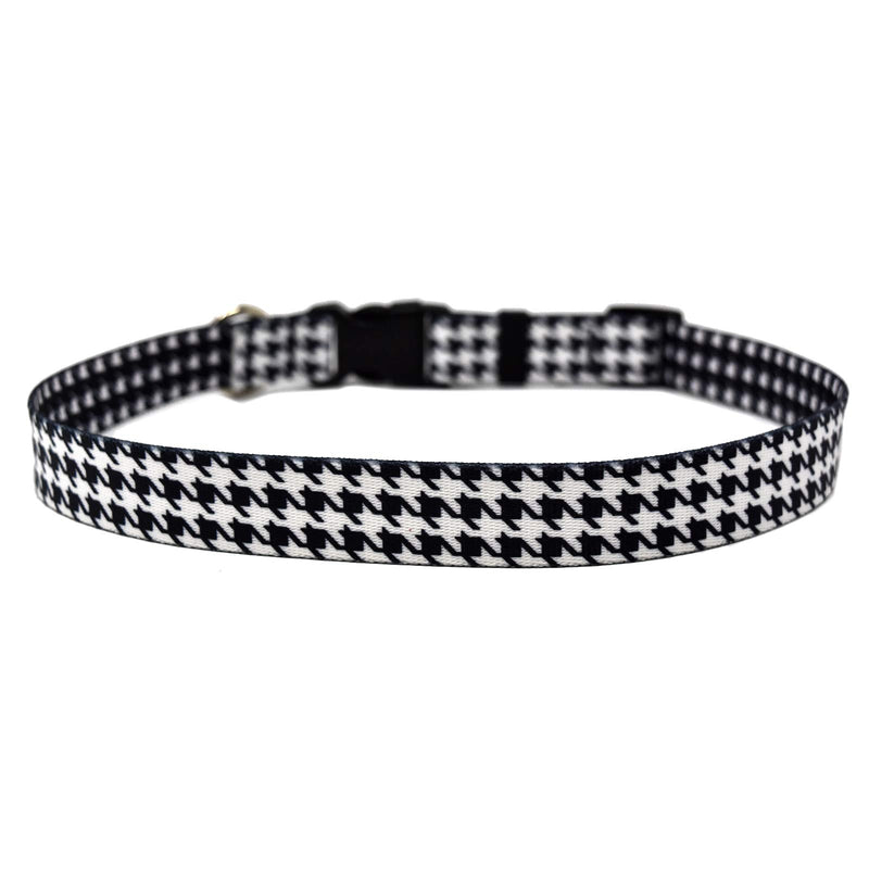 [Australia] - Yellow Dog Design Hounds Tooth White and Black Dog Collar 3/8" Wide and Teacup 4" - 9" 