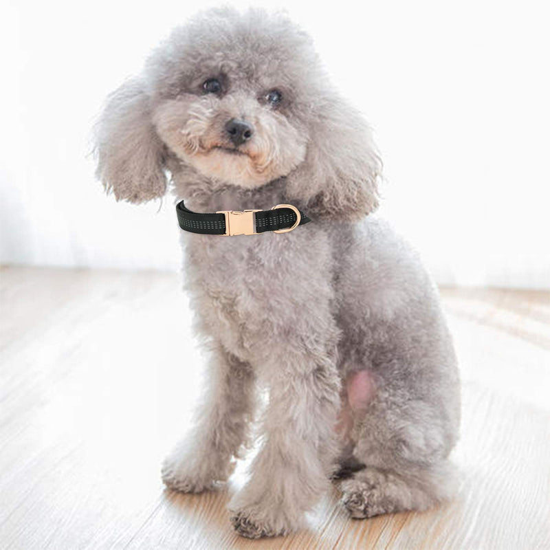 Reflective Stitching Dog Collar, Adjustable Padded Dog Collar, Gold Bow Tie Metal Collar, for Small Medium Large Pet, Golden - PawsPlanet Australia