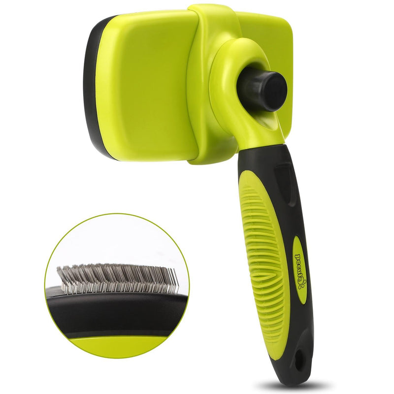 pecute Slicker Dog Brushes,Self Cleaning Pet Grooming Brush- Removes 90% of Dead Undercoat and Loose Hairs,Suitable for Medium and Long Haired Dogs Cats Green, Large Original Round Button - PawsPlanet Australia