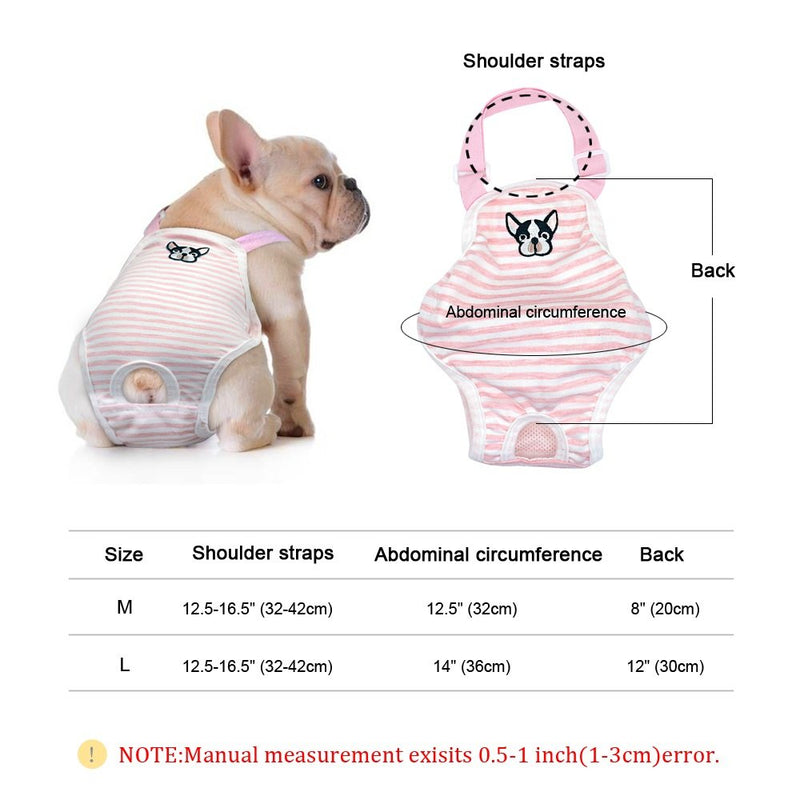 [Australia] - Stock Show Small Dog Cute Summer Cotton Stripe Sanitary Pantie with Adjustable Strap Suspender Physiological Pants Pet Underwear Diaper Jumpsuit for Girl Dog Teddy Young Corgi French Bulldog Puppy Bulldog-M 