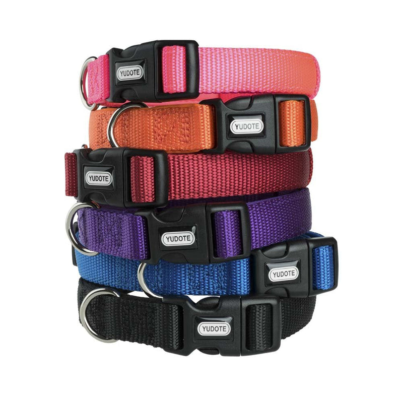 YUDOTE Adjustable Nylon Dog Collar with Soft Neoprene Padding for Puppies Small Sized Dogs Neck 25-38cm Black S (Pack of 1) - PawsPlanet Australia