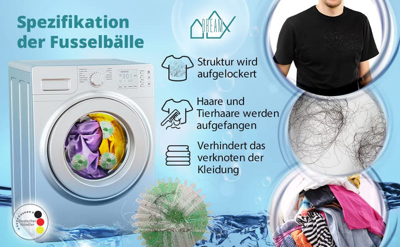 DreamX® 8 lint balls for the washing machine - pet hair remover washing machine, lint catcher, laundry ball removes hair - lint balls - pet hair catcher, dog hair washing machine, dust catcher - PawsPlanet Australia
