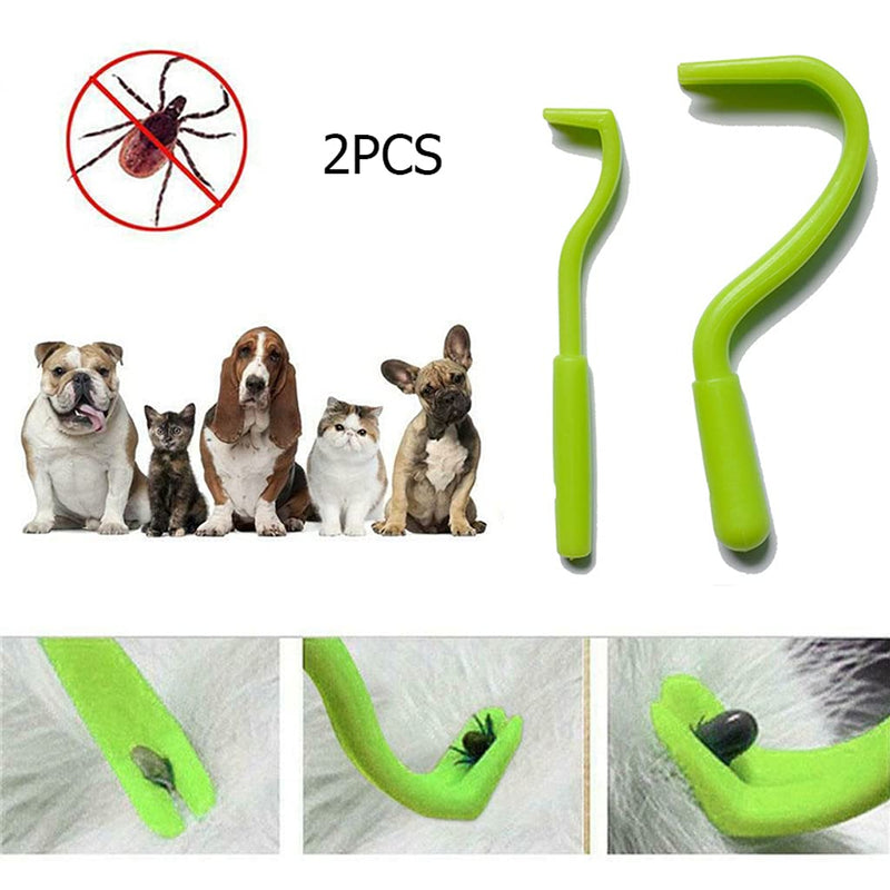 Zkovecen 2Pcs Tick Remover Tick Tool Pet Supplies Set Plastic for Tick Twister Hook Flea Remover Hook for Pet Cat Dog Green - PawsPlanet Australia