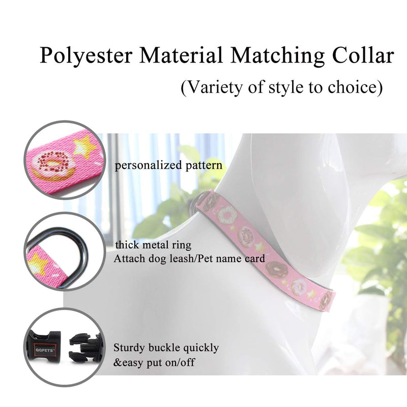 [Australia] - QQPETS Dog Collar Personalized Adjustable Basic Collars Soft Comfortable for Puppy Small Medium Large Dogs or Cats Outdoor Training Walking Running Pink Donut Pattern S 