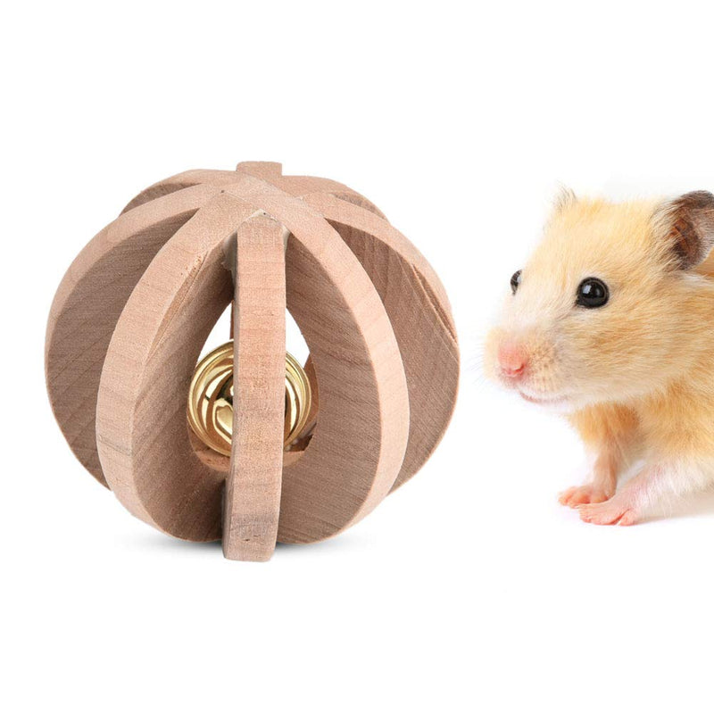 Pet Wooden Chew Ball Hamsters Chew Toys Pet Teeth Chewing Toy Ball with Ringing Bell for Rabbits, Guinea Pigs, Hamsters and Other Small Animals - PawsPlanet Australia