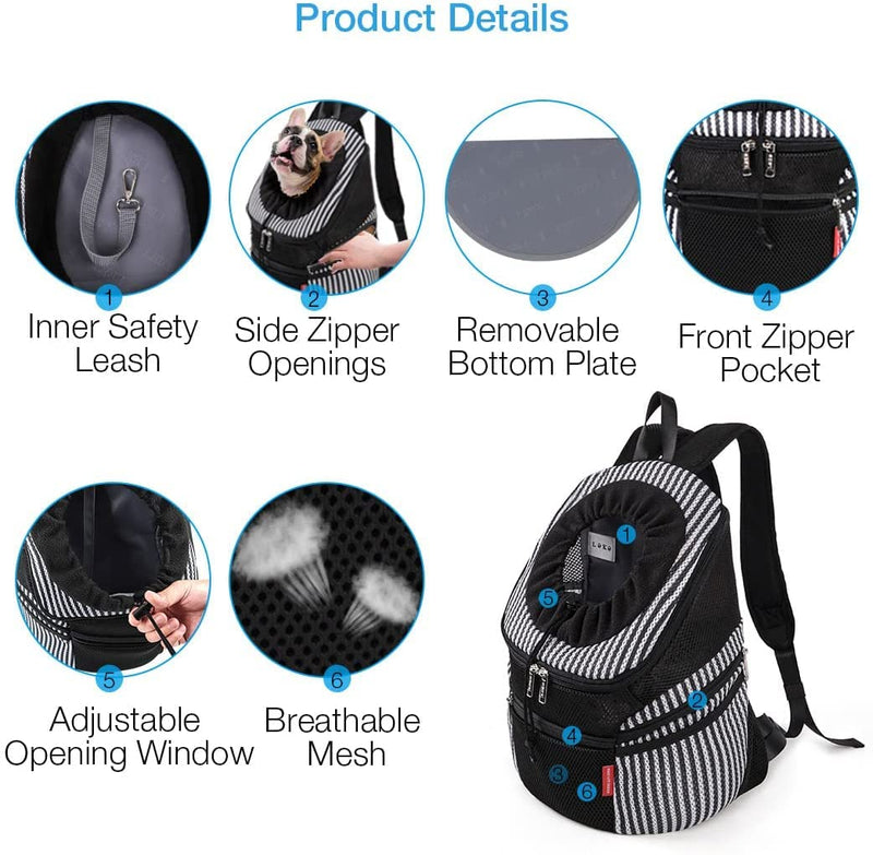 Lekesky Front Dog Carrier Backpack, Pet Carrier Bag with Head-Out Design and Breathable Mesh - PawsPlanet Australia