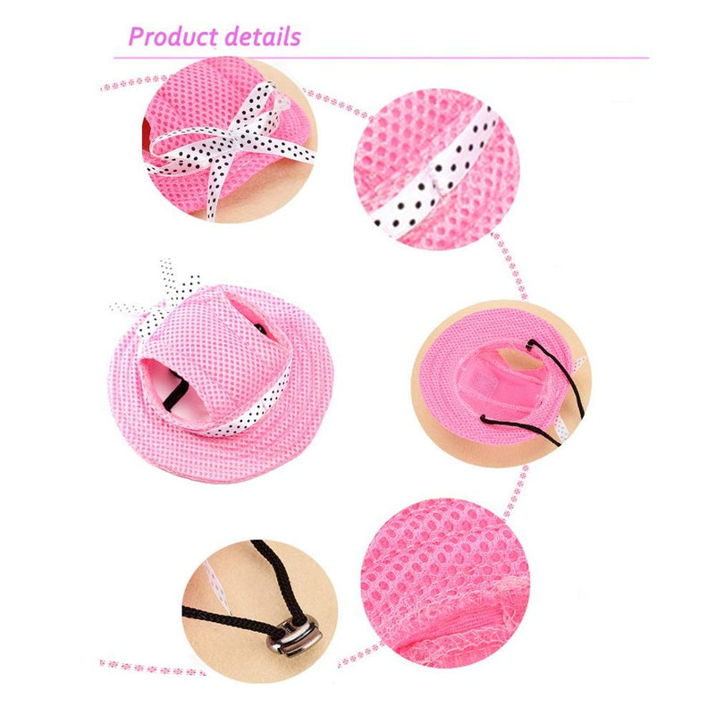 [Australia] - CheeseandU Dog Cat Spring Summer Mesh Vest Harness with Pet Summer Hat Set Pet Cute Walking Harness with Bowtie and White Lace Short Skirt Pearls Decor Match Leash for Small Dog Cat Rabbit, Pink L 