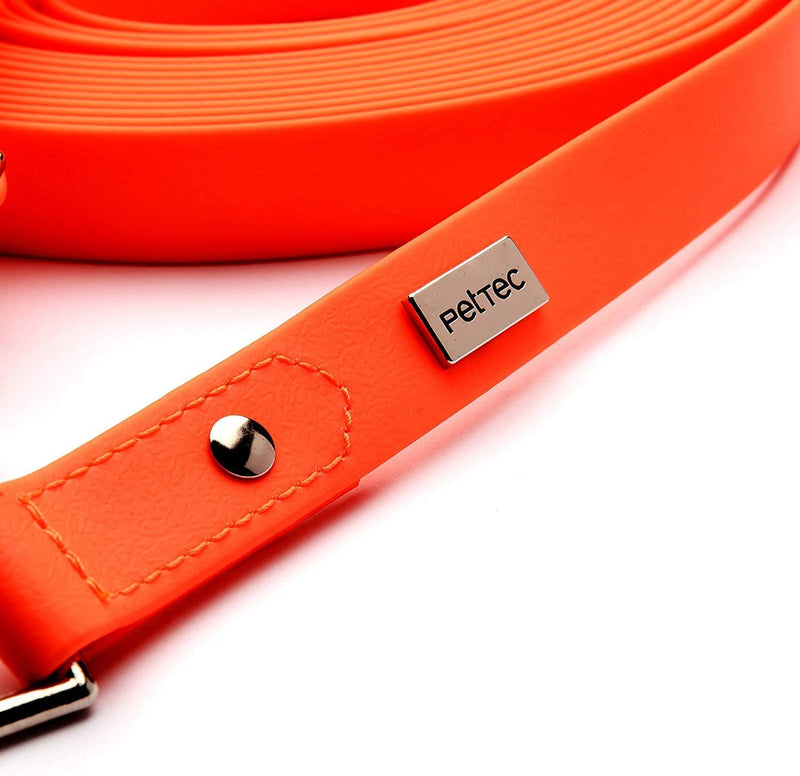 PetTec dog leash, tow line & lead *5m* up to 80kg, adjustable training leash/training leash/trekking leash for dogs made of TRIOFLEX (similar to Biothane), water-repellent & robust, Dog Leash 5m tow line orange - PawsPlanet Australia