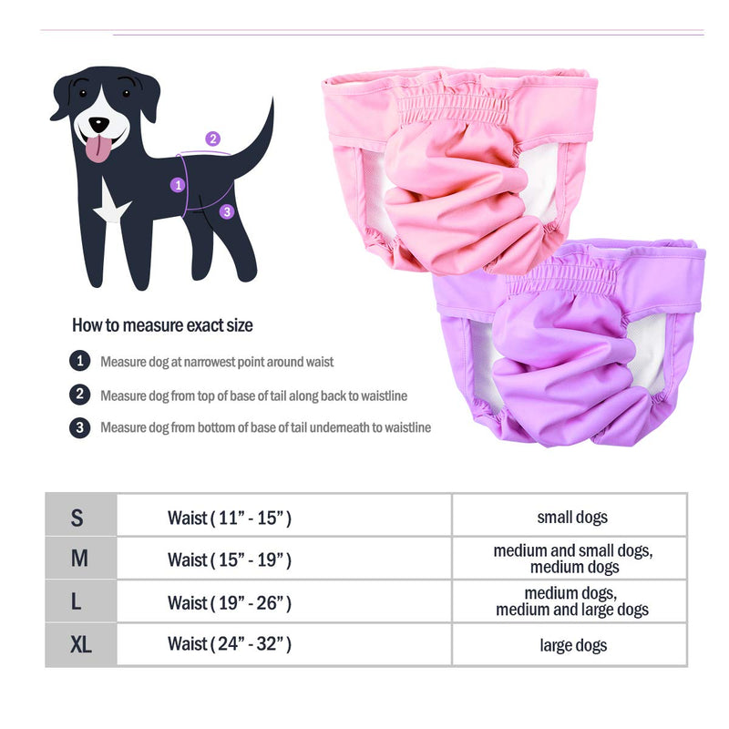 [Australia] - POPETPOP 2 Pack Dog Diapers Pants Reusable Dog Diapers Female Washable Sanitary Wraps Panties (Pink, Violet) XL 