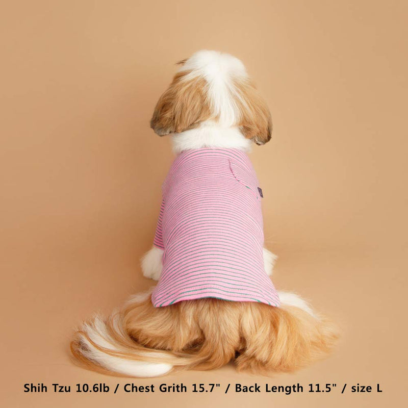 LITTLE COLLIN] Dog Basic Stripe T-Shirts Clothes for Premium Pet Outfits Medium Pink - PawsPlanet Australia