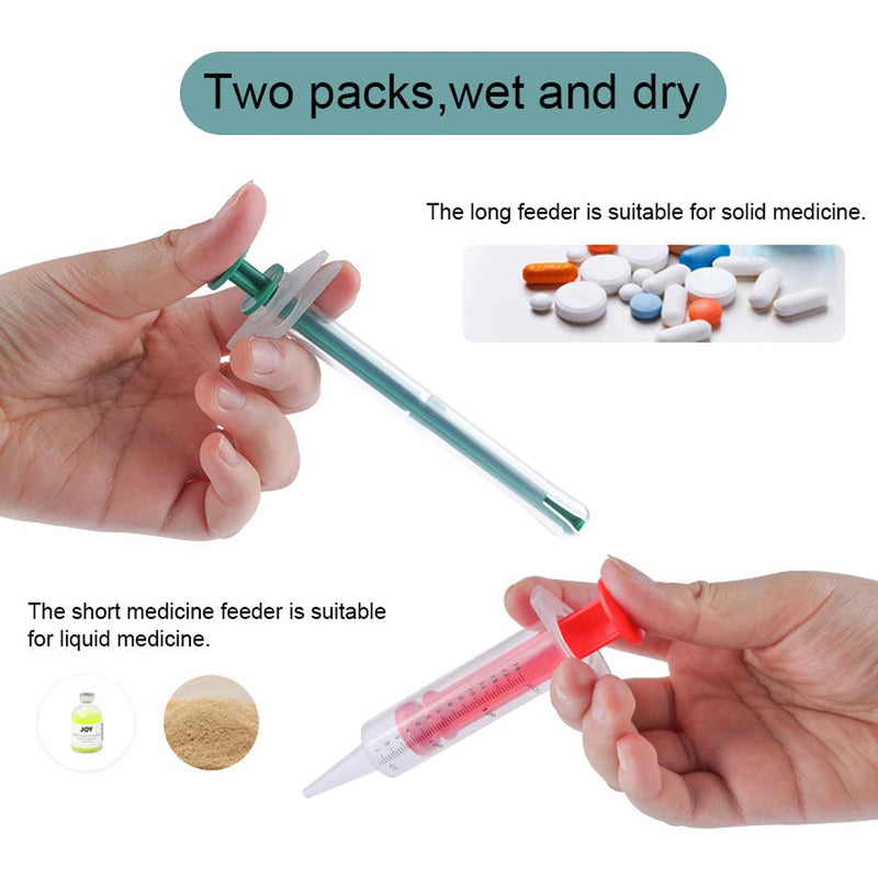 Qchomee 2Pcs Pet Medicine Feeding Syringe Reusable Pill Poppers Dispenser for Dogs Cats Pet Medicine Feeder Oral Tablet Capsule or Liquid Feeding Tool Kit - PawsPlanet Australia