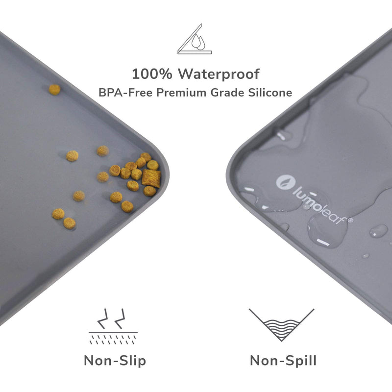 LumoLeaf Silicone Waterproof Anti-Slip Pet Food and Water Bowl Mat (22" x 13.5", Dark Grey) 22" x 13.5" - PawsPlanet Australia