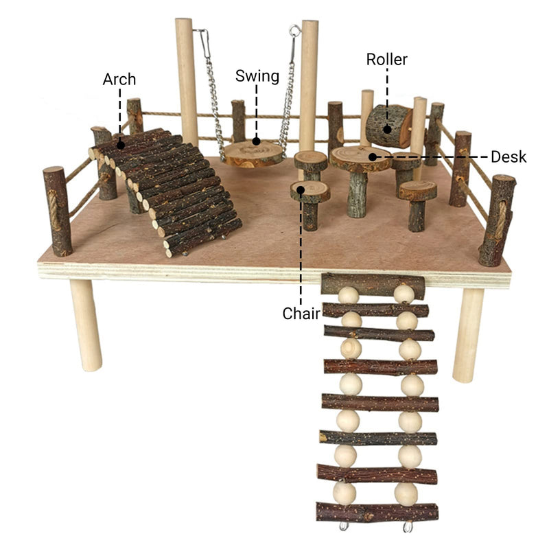 CHSEEO Hamster Wooden Ladder Toy, Hamster Stairs Bridge Hamster Ladder Natural Wood Jumping Platform with Screw Climbing Toy for Hamsters Guinea Pigs Chinchilla Rabbits Parrots Bunny #7 - PawsPlanet Australia