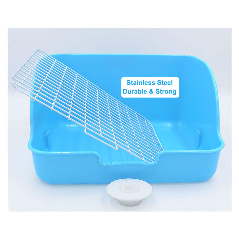 Pet Small Rat Toilet, Square Potty Trainer Corner Litter Bedding Box Pet Pan for Small Animal/Rabbit/Guinea Pig/galesaur/Ferret Blue Steel net - PawsPlanet Australia